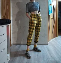 Plaid Pants Trousers Joggers Harajuku Women Streetwear Korean-Style Plus-Size Autumn