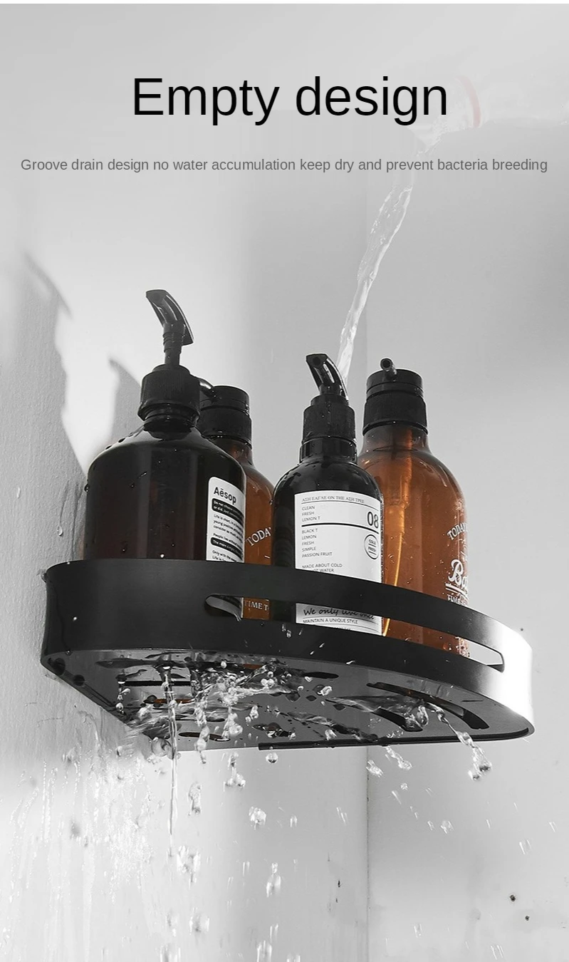 Shelf Shower Wall Mount Shampoo Storage Holder With Suction Cup No Drilling