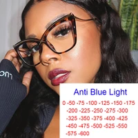 -0.5 to-6.0 Transparent Finished Myopia Glasses Men Women Oversized Black Leopard Eyeglasses Prescription Shortsighted Eyewear 1