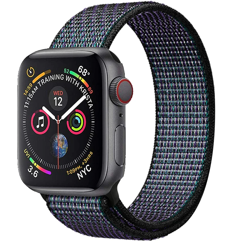 Ремешок для Apple Watch 44 мм 40 мм ремешок из нейлона iWatch Correa Series 5 4 3 2 Sport Loop 42 мм 38 мм браслет ремешок для часов аксессуары Новинка - Цвет ремешка: 33 Hyper Grape