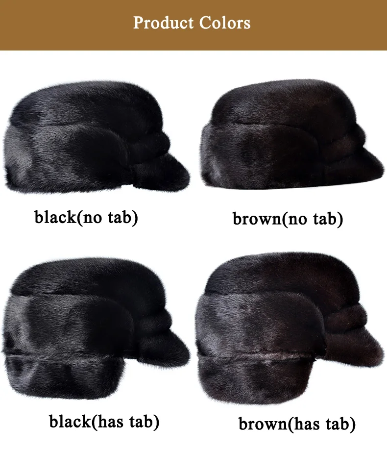 LUXURY Winter Male Genuine Mink Fur Bomber Hats Man Real Marten Caps Black/Brown Tab Elderly Motorcycle Russian Gorra Dad Gift leather bomber hats