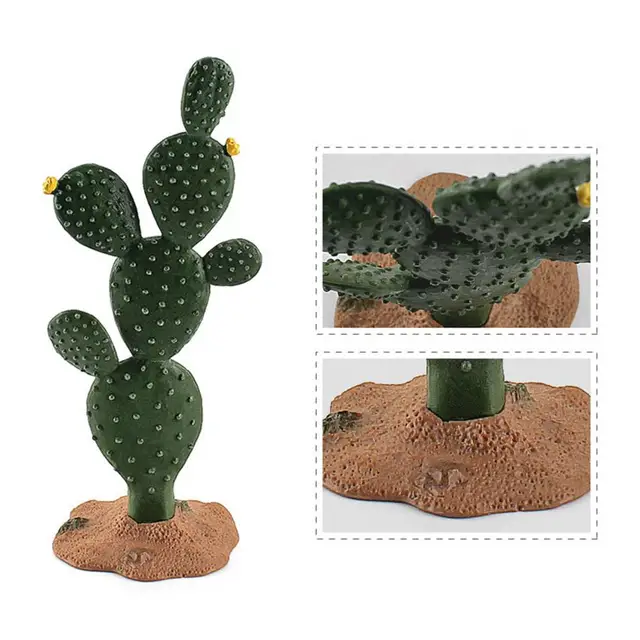 Simulated 3D Mini Cactus Ornament DIY Craft PVC Exquisite Miniature Cactus Decor Children's Educational Ornaments for Desk 5