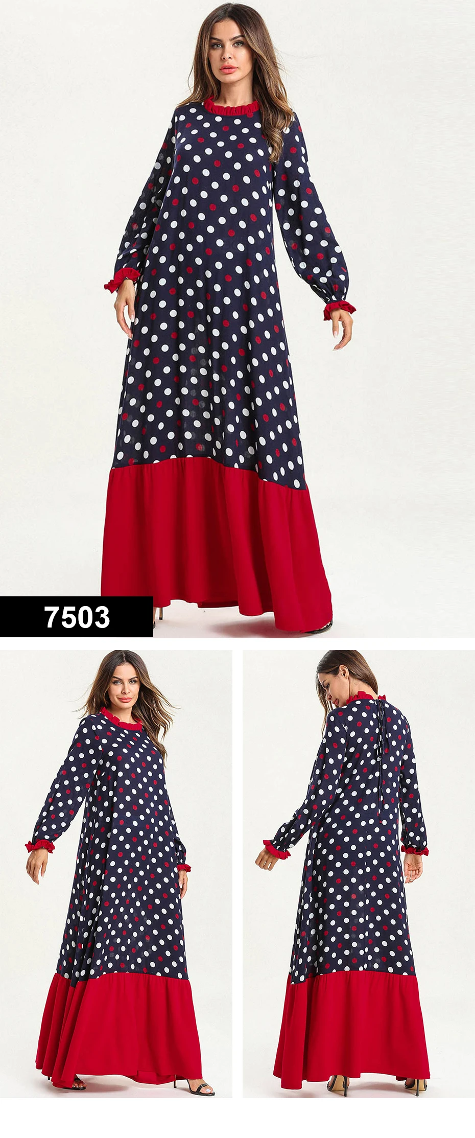 Прямая поставка, женское платье, платья макси, длинное, винтажное, Vestidos Verano Robe Femme, мусульманское, бохо, с вышивкой, свободное, с круглым вырезом, дешевая распродажа - Цвет: 7503