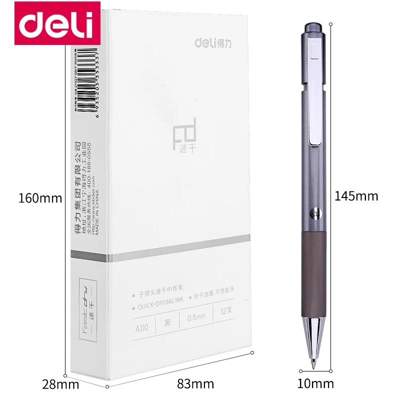 4 шт./партия Deli A110 presss гелевая ручка quick-dring 0,5 мм роликовая шариковая ручка гелевая чернильная ручка черная заправляемая ручка для студентов письменная ручка для экзамена письма