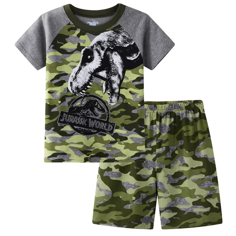 Summer Children's Pajamas Suit Boys Shortsleeve suit printed Cotton Dinosaur Cartoon Kids clothing Pyjamas cotton pajamas set