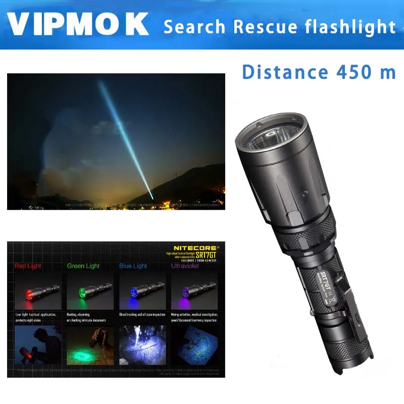 NITECORE SRT7GT Search Rescue Flashlight Beam Distance 450m 5Color RGB