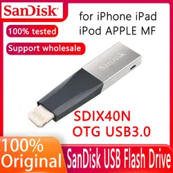 SanDisk – clé USB 3.0 SDIX40N, support à mémoire de 64GB 128GB 256GB, lecteur Flash lightning, compatible avec iPhone, iPad, iPod, APPLE 
