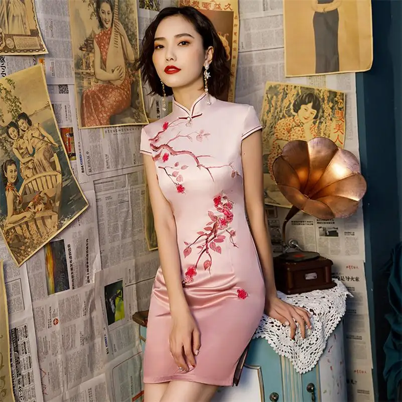 2840-B Cheongsam с пуговицами ручной работы; элегантный винтажный Qipao; летнее платье с цветочным принтом и градиентом; qipao; Vestidos; большие размеры, S-3XL - Цвет: 2840-B
