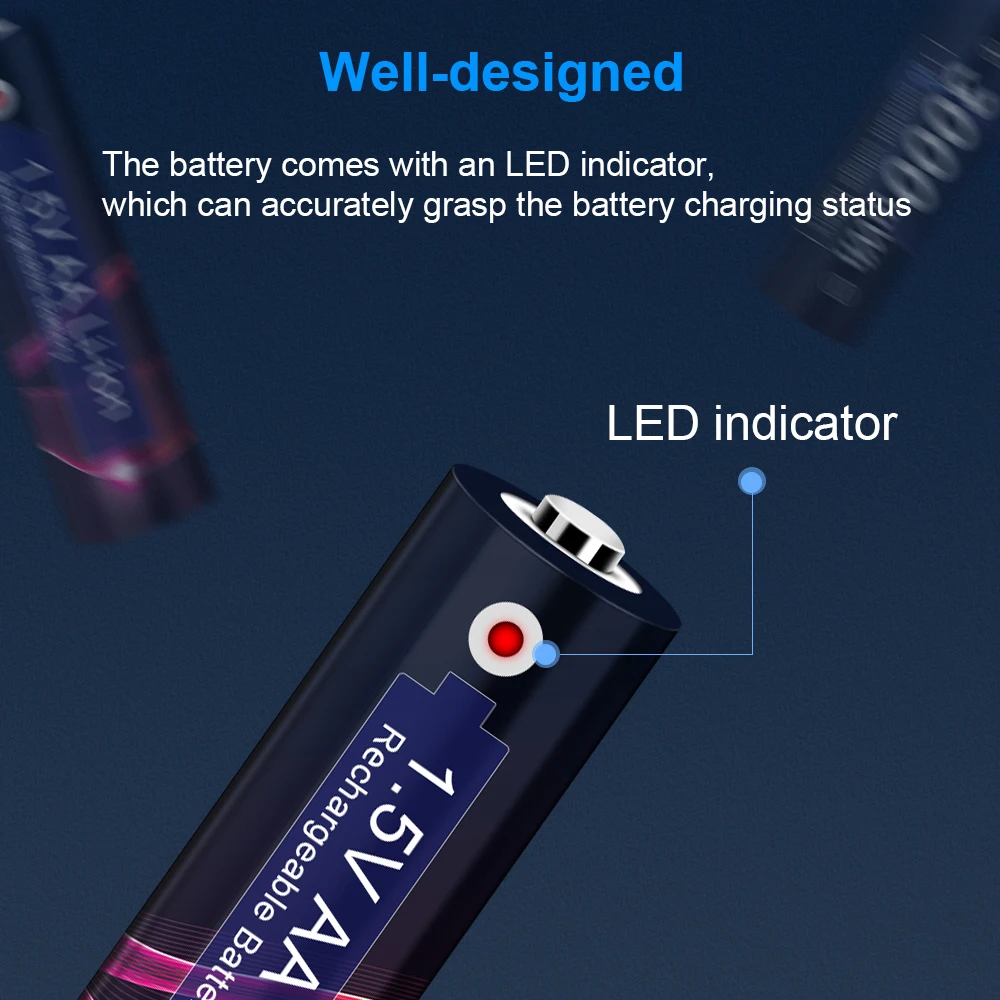 Bateria Recarregável do Lítio do aa 1.5v Li-íon Lanterna Elétrica Farol 48 Peças - Image 2