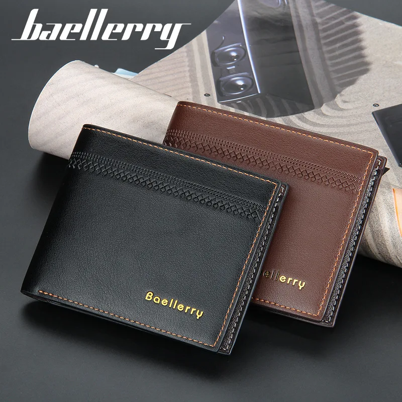 

Baellerry Wallet Men's Short Version Multi-card Position Wallet Thin Top Quality PU Leather Purse Card Holders Mony Bag