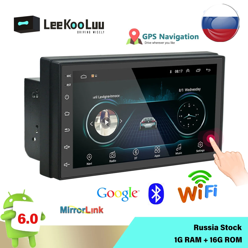 LeeKooLuu 2 Din Android Car Radio 7 Inch GPS Navi for Toyota VW Kia Hyundai Nissan (178*102MM) Univ