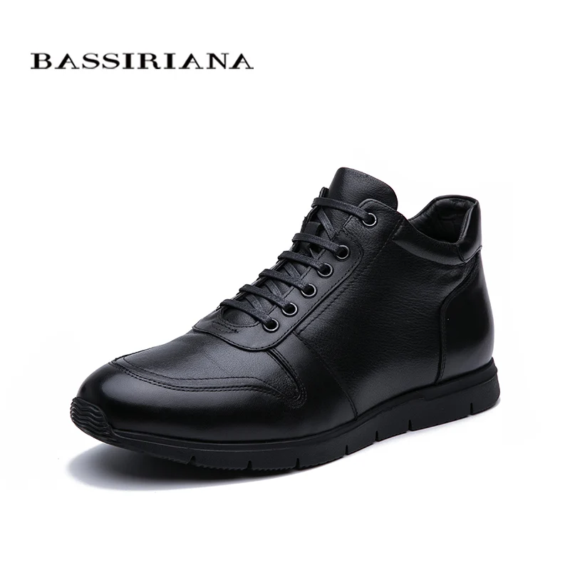 BASSIRIANA зимняя мужская обувь теплая натуральная кожа мужская обувь черный бизнес повседневная комфорт Нескользящая подош