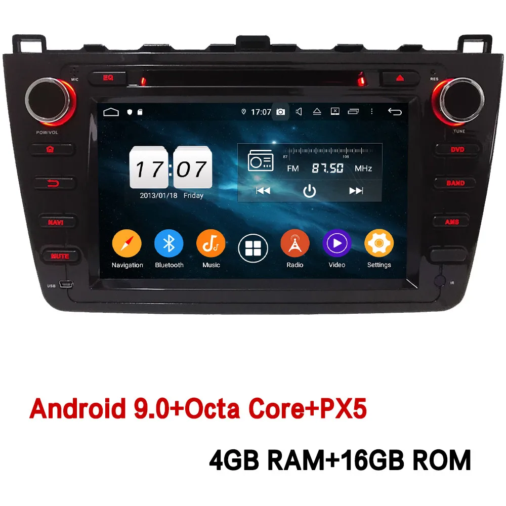 Klyde ips 4G wifi Android 9 Восьмиядерный 4 Гб ОЗУ 64 Гб ПЗУ DSP BT автомобильный DVD мультимедийный плеер стерео для Mazda 6 Ультра Ruiyi 2008 - Цвет: 4GB RAM x 16GB ROM