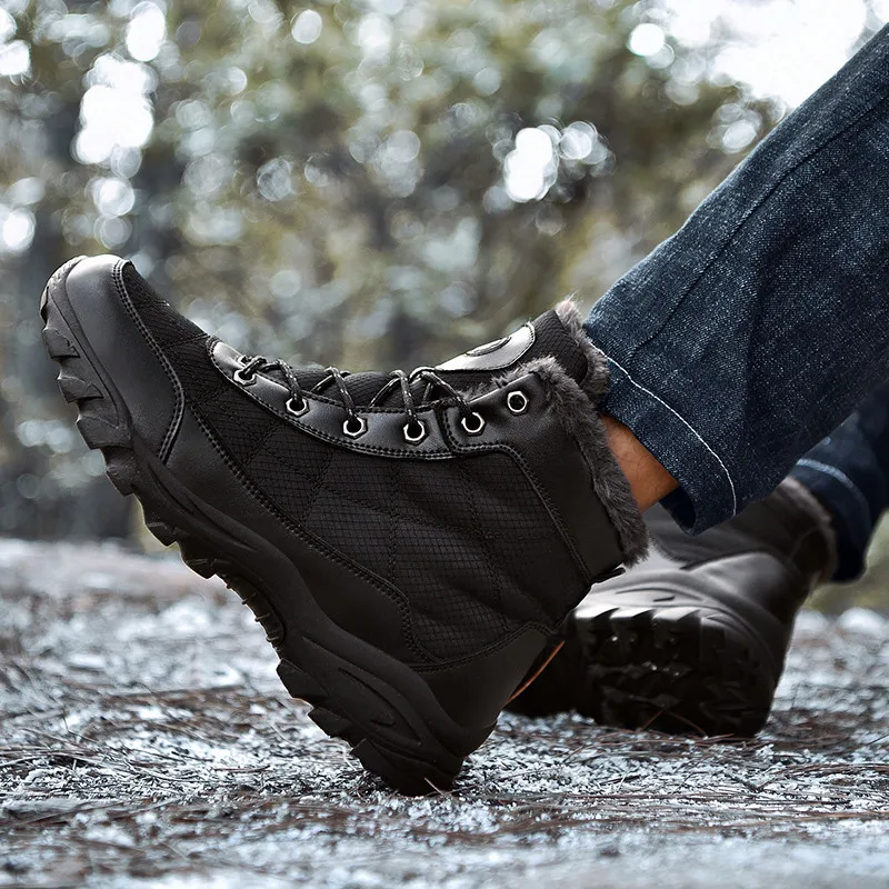 Теплые зимние ботинки на меху; Мужская зимняя обувь; мужская кожаная обувь; ковбойская водонепроницаемая обувь; мужская повседневная обувь в байкерском стиле; обувь года