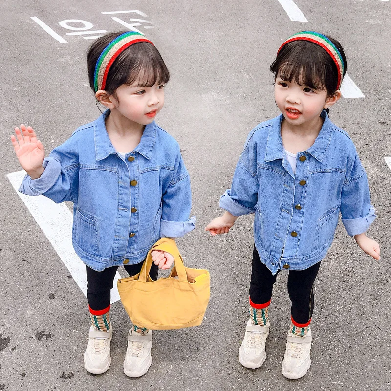 

Childrenswear Korean-style Girls Simple Jeans Coat Spring And Autumn 2020 New Style Small Middle And Large Kids' Jacket Girls' D