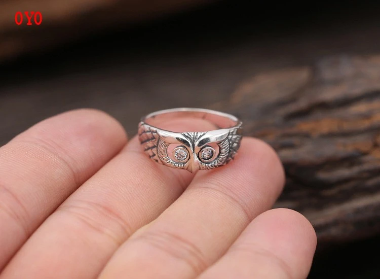 Anillo de dedo índice para mujer, de plata de ley S925, Mini anillo de plata búho, 2021|Anillos| - AliExpress