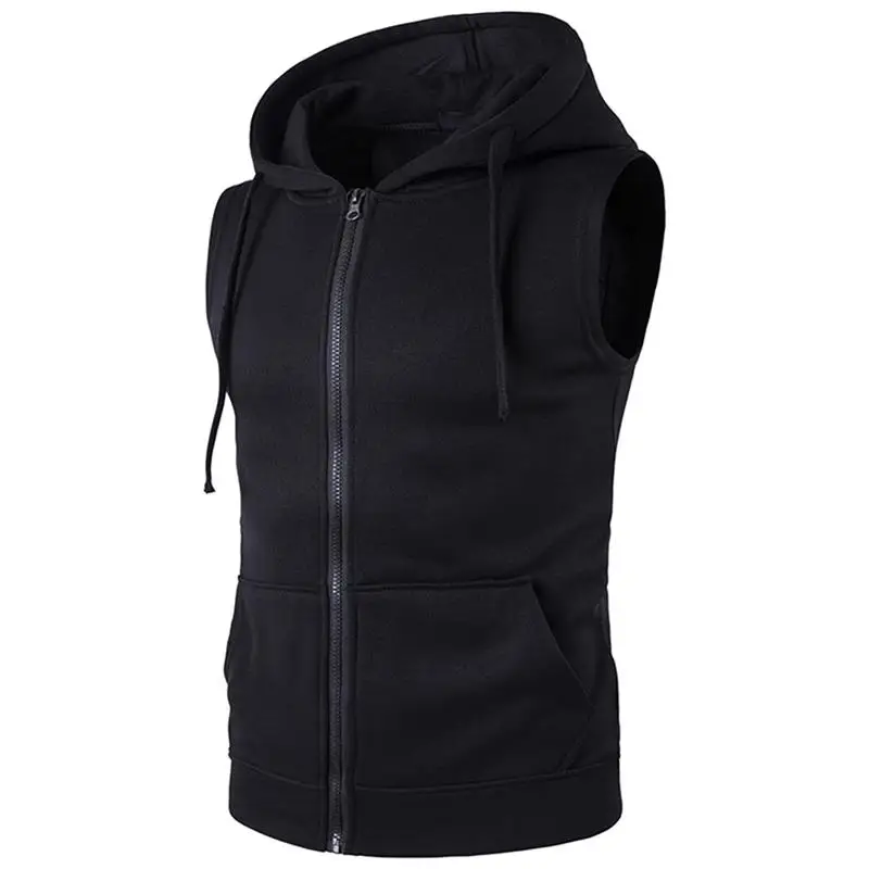 Распродажа топ на бретелях мужской жилет без рукавов с капюшоном Gilet Homme Повседневная приталенная однотонная серая мужская жилетка с капюшоном XXXL