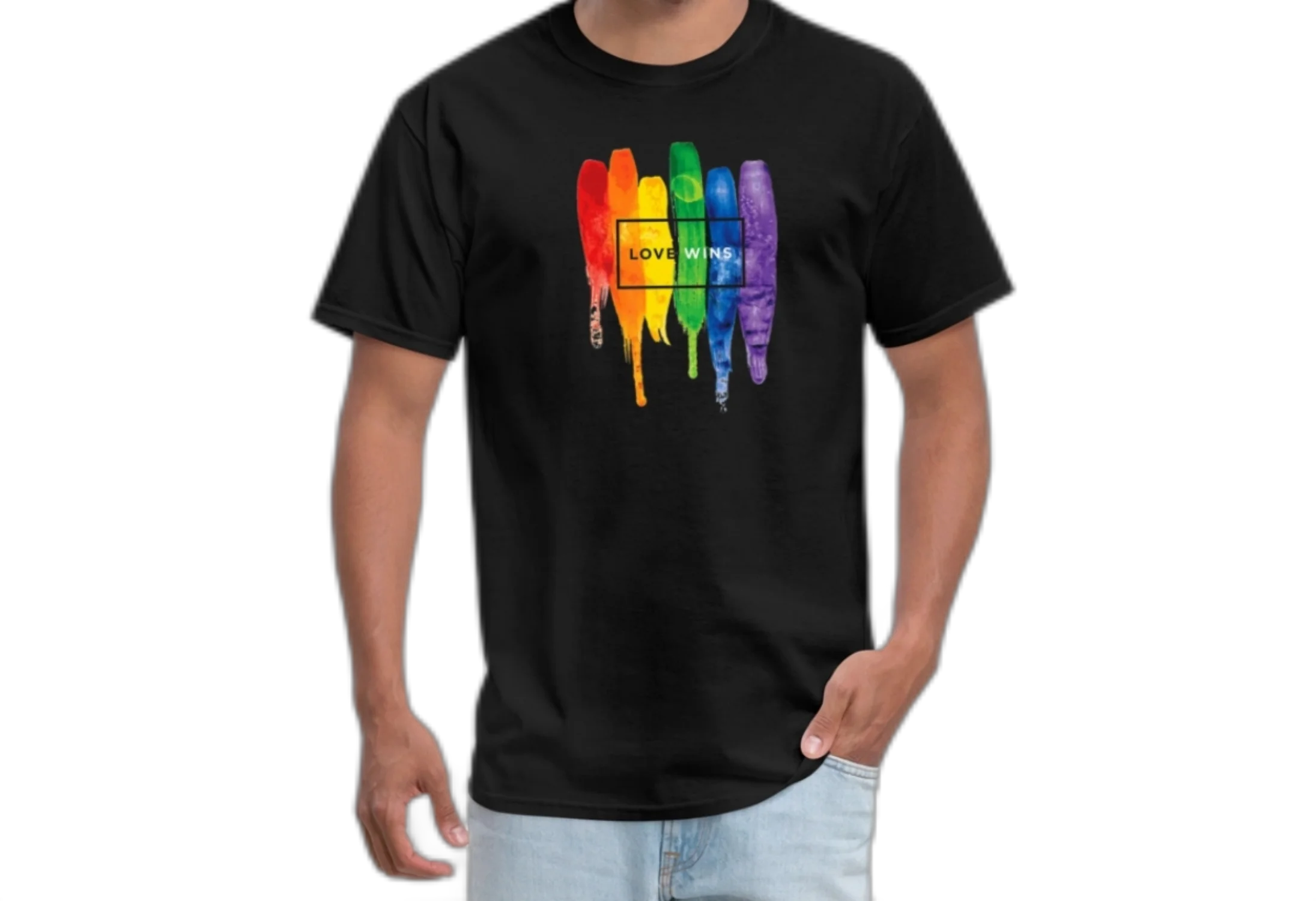 ЛГБТ love wins Радужная Раскрашенная Мужская футболка премиум класса | одежда