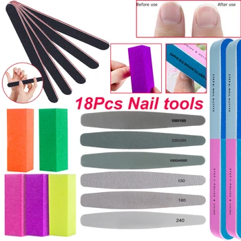 

18pcs/set Colorful Sanding Sponge Nail Buffers Files Block Grinding Polish Manicure Pedicure Sanding Buffer Strips Nail Art Tool