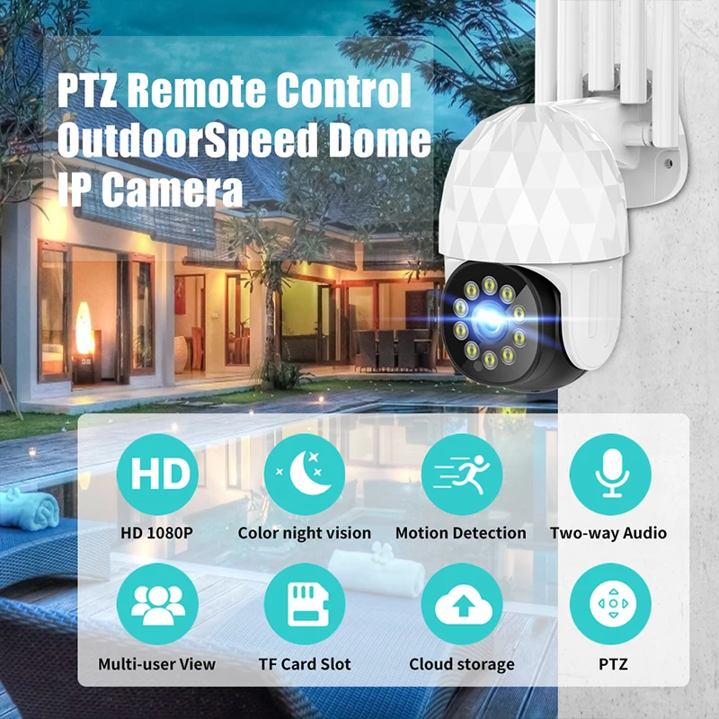 PTZ купольная IP-камера для помещений и улицы Wifi Двусторонняя связь домофон 10