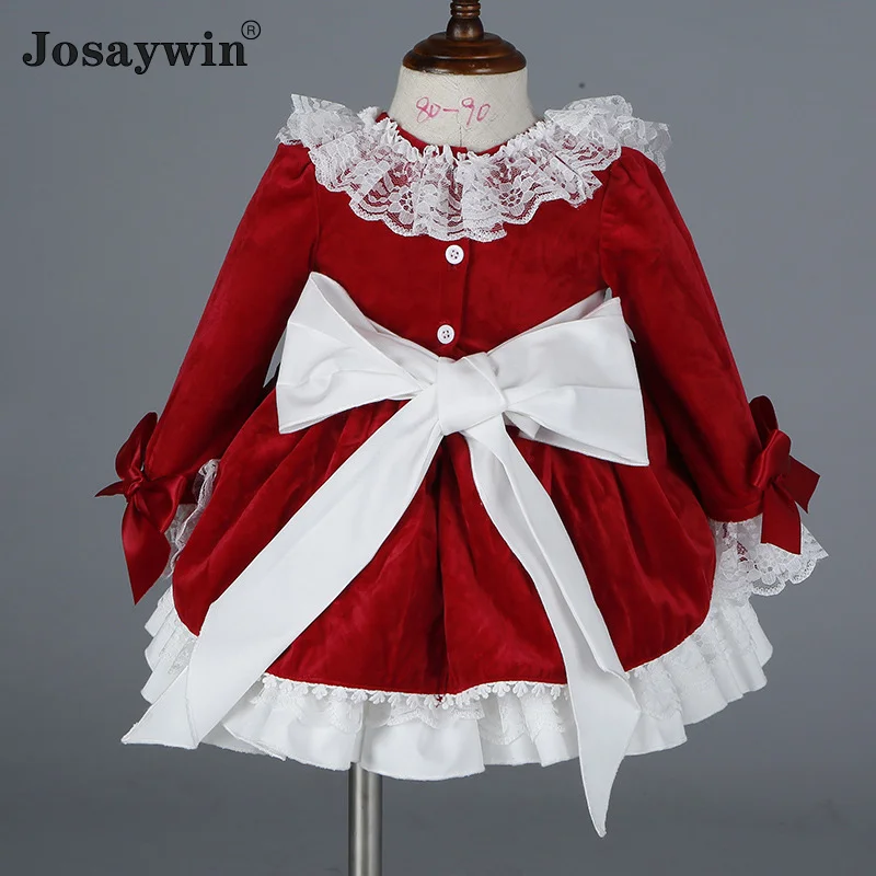 Kids Dress for Girls Baby Party Lolita Style Dress for Kid Long Sleeve Patchwork Wedding Dress Girl Ball Gown Princess Vestidos