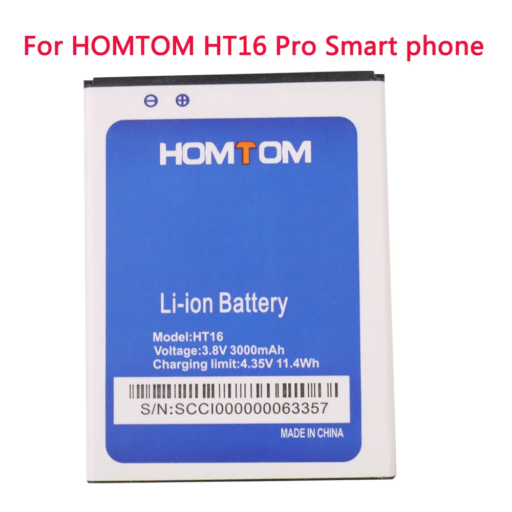

100% New Original HOMTOM HT16 Battery Replacement 3000mAh li-ion Back-up Battery for HOMTOM HT16 Pro Smartphone