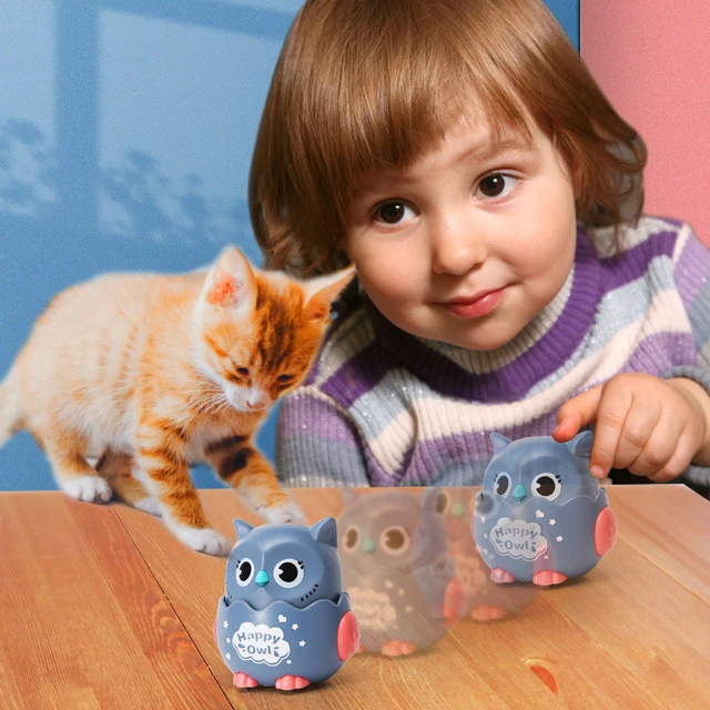 Happy Owl Wind Up Kitten Squeaky Toy  4