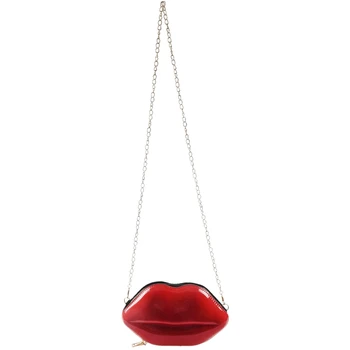 

ASDS-Women Red Lips Clutch Bag Ladies Pu Leather Chain Shoulder Bag Bolsa Evening Bag Lips Shape Purse