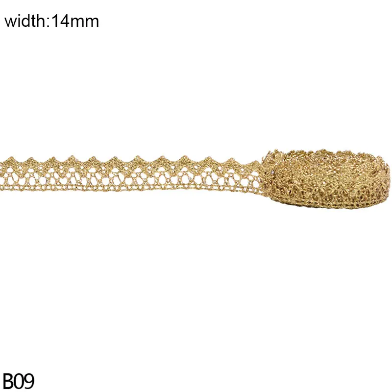B09-14mm-gold 5/10 ярдов на возраст 7-24 мм розовое золото кружевная ткань серебряного цвета вышитая кружевная отделка лентами набор «сделай сам» для прошитая вручную свадебное платье украшения Accesso - Цвет: B09-14mm-gold