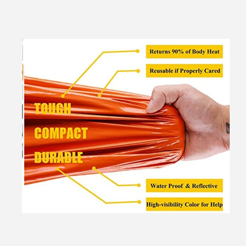 2-Pack аварийный спальный мешок термальное водонепроницаемое спасательное одеяло для походов на природе