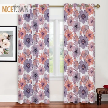 

NICETOWN 1PC Blackout Curtain Grommet Floral Bright Printed Modern Decoration for Bedroom Window Curtains Living Room
