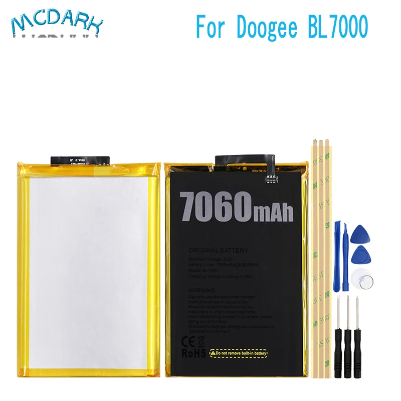 Mcdark 7060 мАч Высокая Емкость Для Doogee BL7000 батарея Замена батареи для Doogee BL7000 сотовый телефон перезаряжаемый+ Инструменты