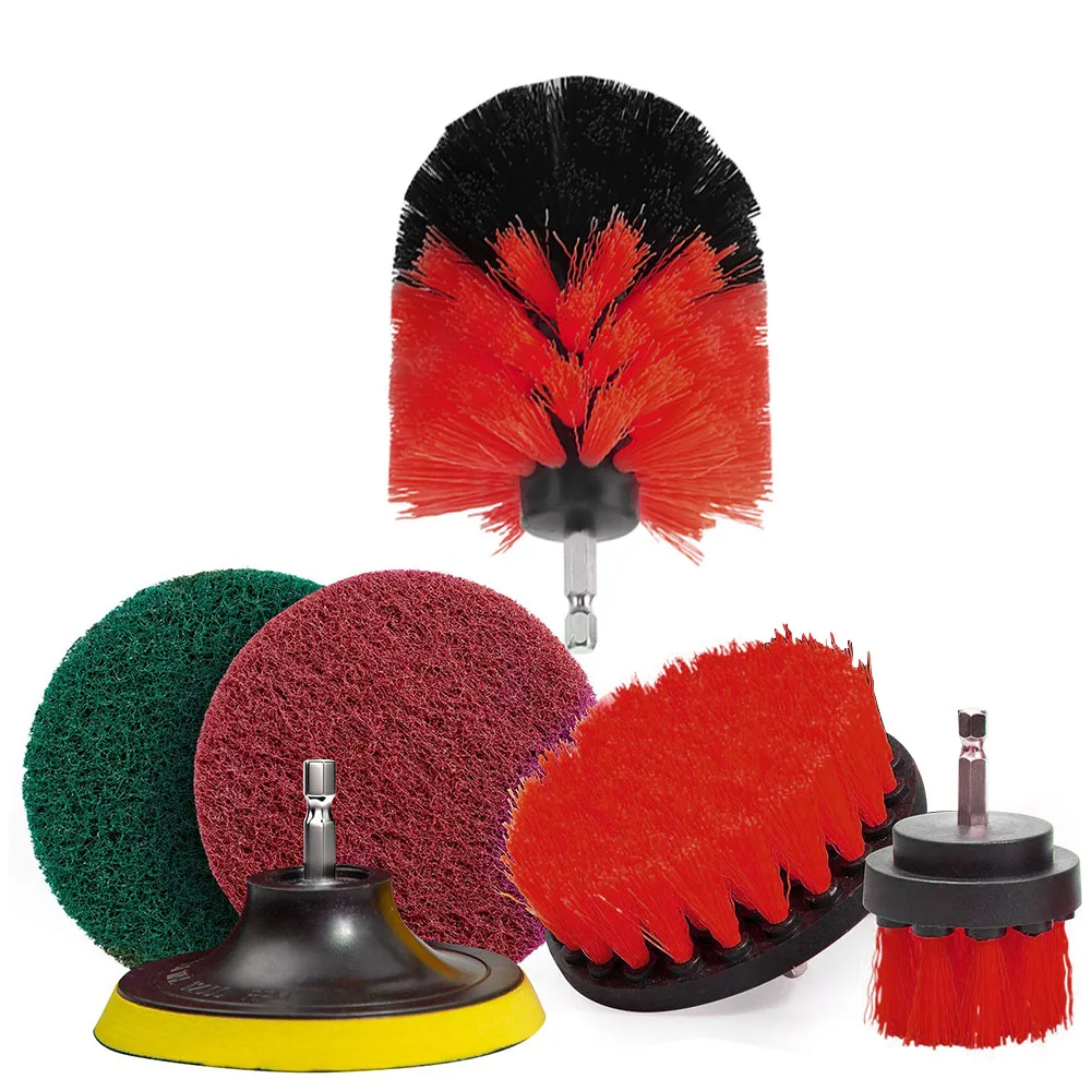 6 pcs set red 3 шт./компл. желтый электрическая дрель щетка Пластик круглая Чистящая Щетка для ковра Стекло автомобильные шины нейлоновых кисти Мощность скруббер дрель - Цвет: 6 pcs set red