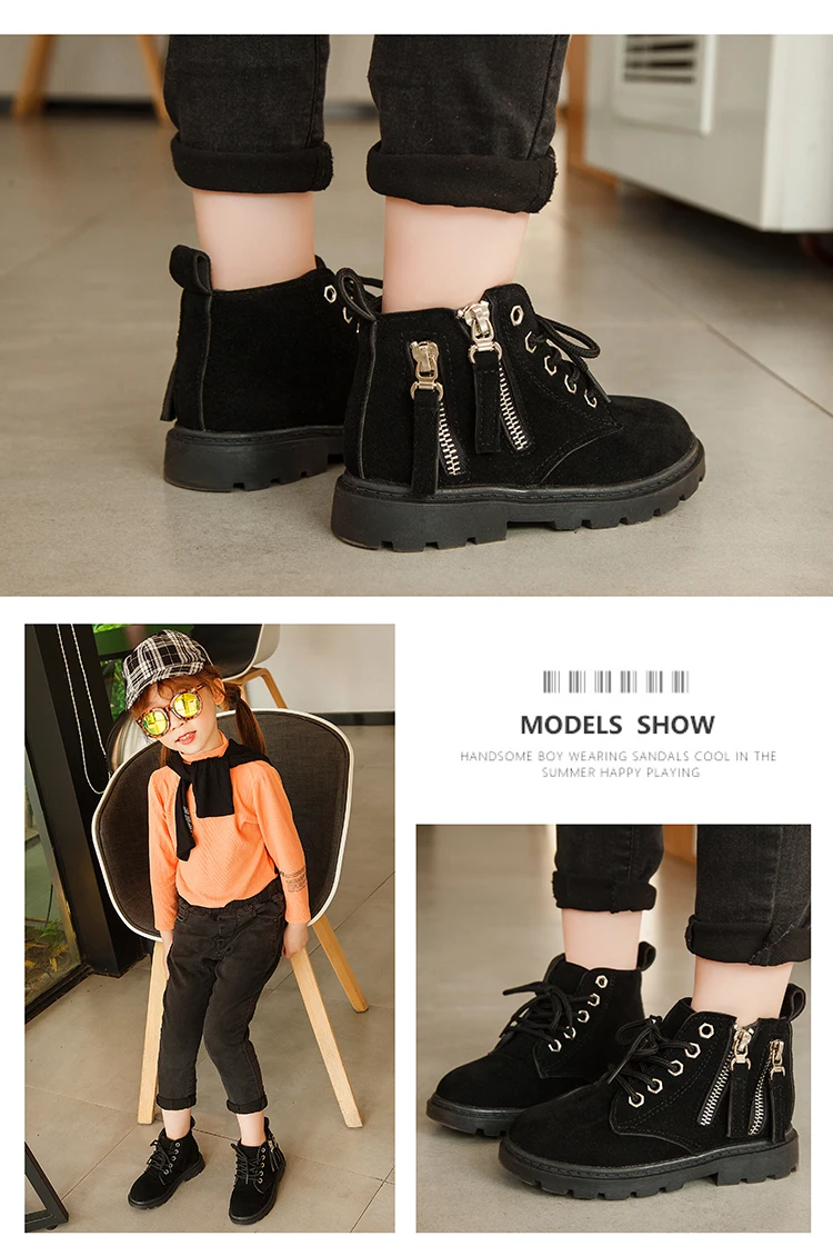 Fashion Autumn Winter New Kids Ankle Martin Boots For Big Girls Winter Snow Boots Children Shoes 3 4 5 6 7 8 9 10 11 12 Year Old