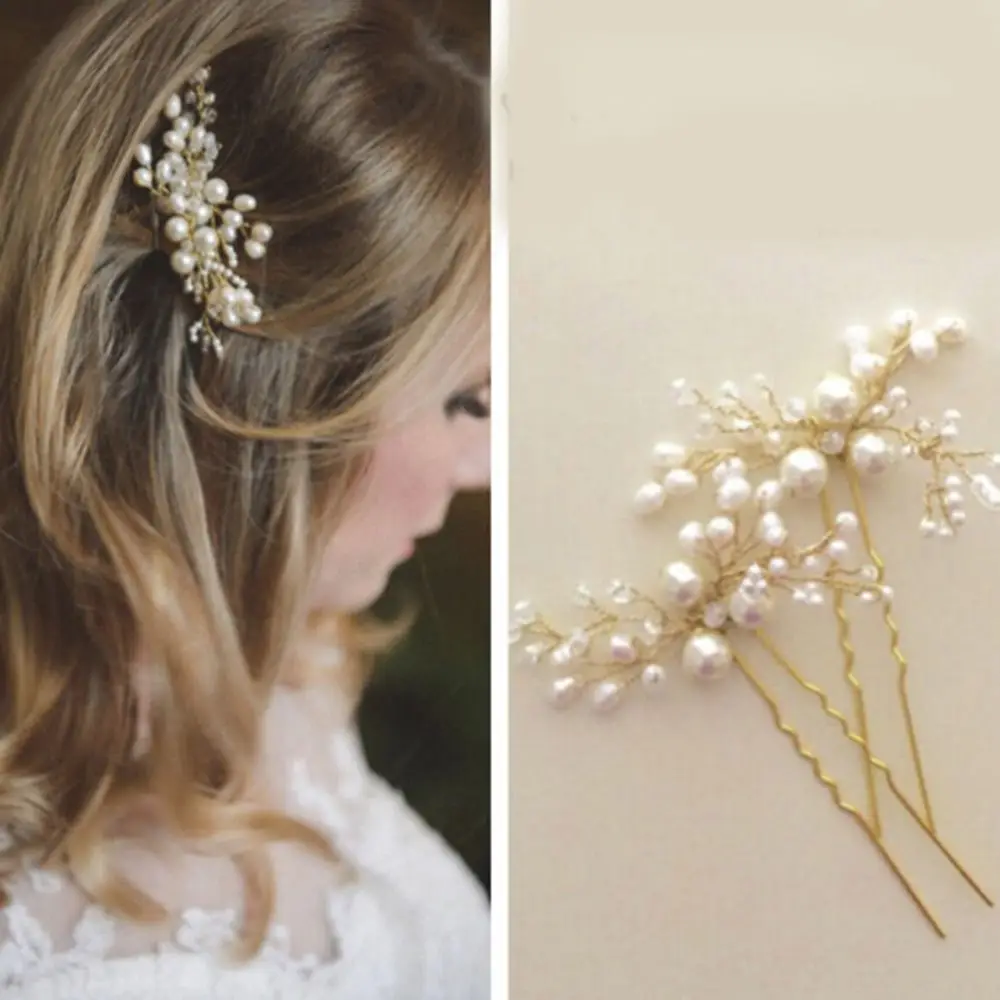 Новинка заколки для волос из розового золота с цветами и кристаллами жемчугом