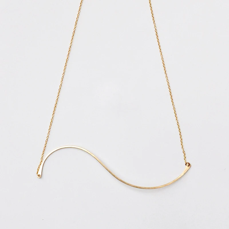 

925 Silver Bar Choker Handmade Jewelry Gold Filled Wave Necklace Pendants Custom Collier Femme Kolye Collares Jewelry Necklace