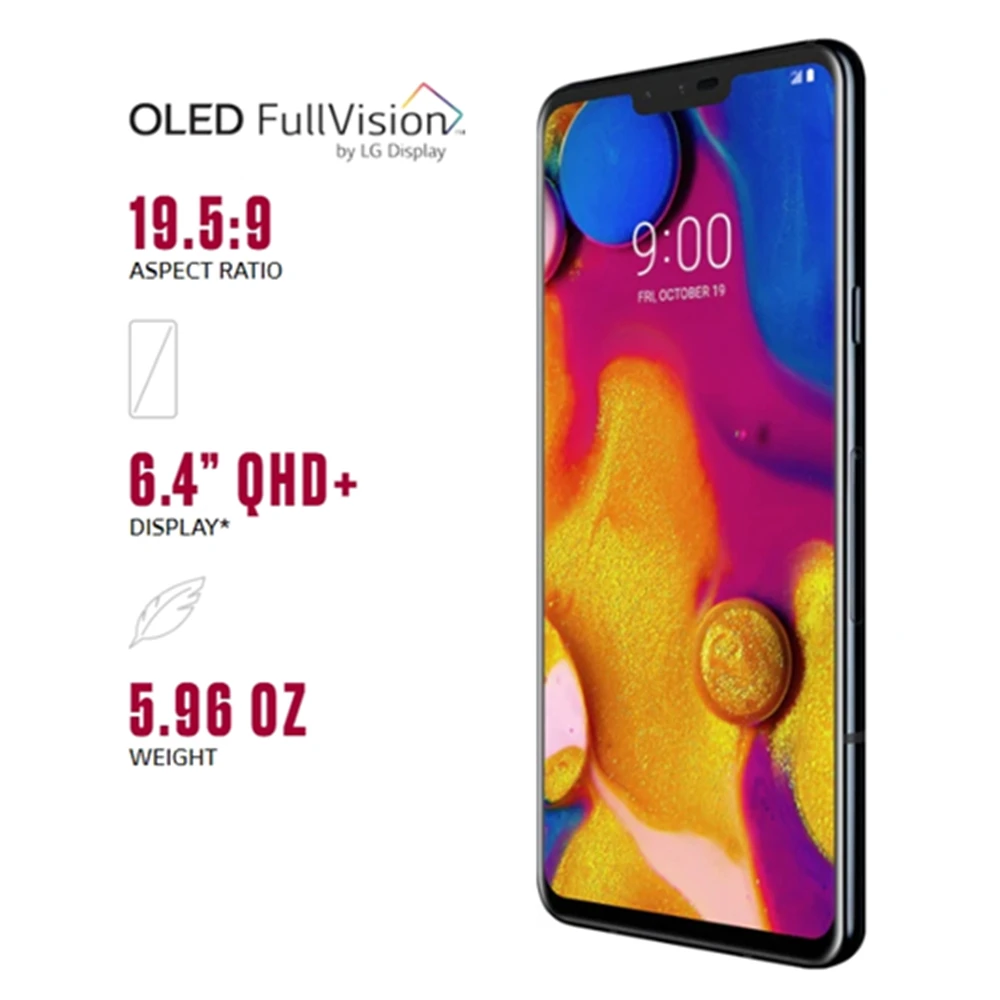 V405EBW Original LG V40 ThinQ V405UA 6.4``Octa Core 6GB RAM 128GB ROM 16MP Triple Camera LTE Fingerprint  Unlocked Cellphone