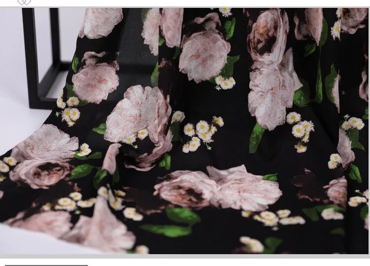 High-End Silk Georgette Flower Printing Chiffon Fabric For Dress Fashion Fabric By The Meter