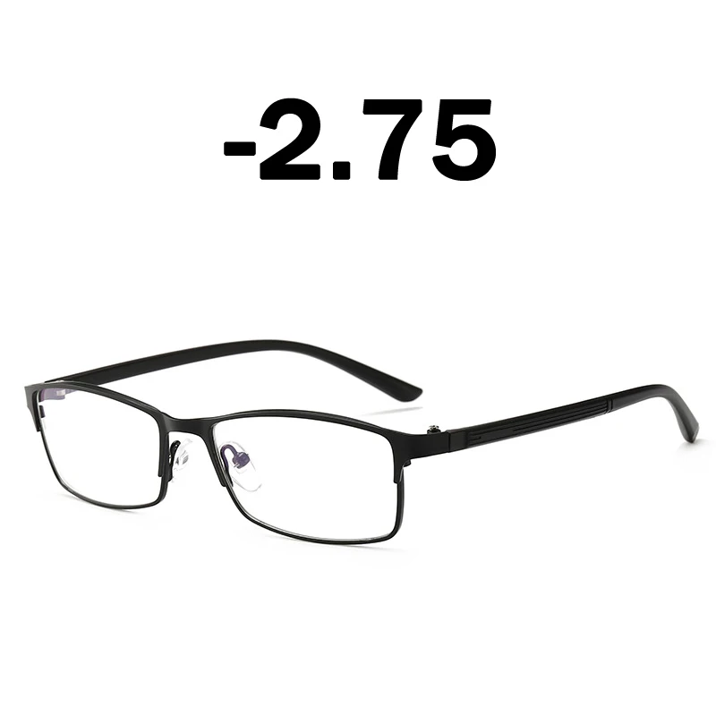 Elbru классический Бизнес синий светильник Блокировка близорукость очки Для мужчин металлические квадратные очки-1,0 1,25 1,5 1,75 2,0 2,25 2,5 2,75 3,0 3,25 - Цвет оправы: -2.75