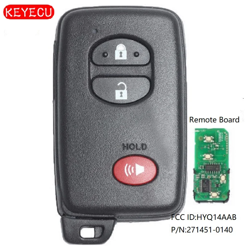 Дистанционный смарт ключ брелок Keyecu 3 кнопки для Toyota high Lander 2008 2009 2010 2011 2012 2013 HYQ14AAB