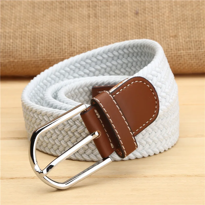 New elastic belt knitted canvas belt decoration belt female pin buckle canvas strap women and man - Цвет: 4