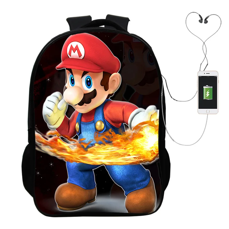Популярная игра “Марио” Многофункциональный USB зарядный рюкзак для детей, для мальчиков, детей, подростков, мужские Школьные сумки дорожные сумки для ноутбуков - Цвет: photo colour