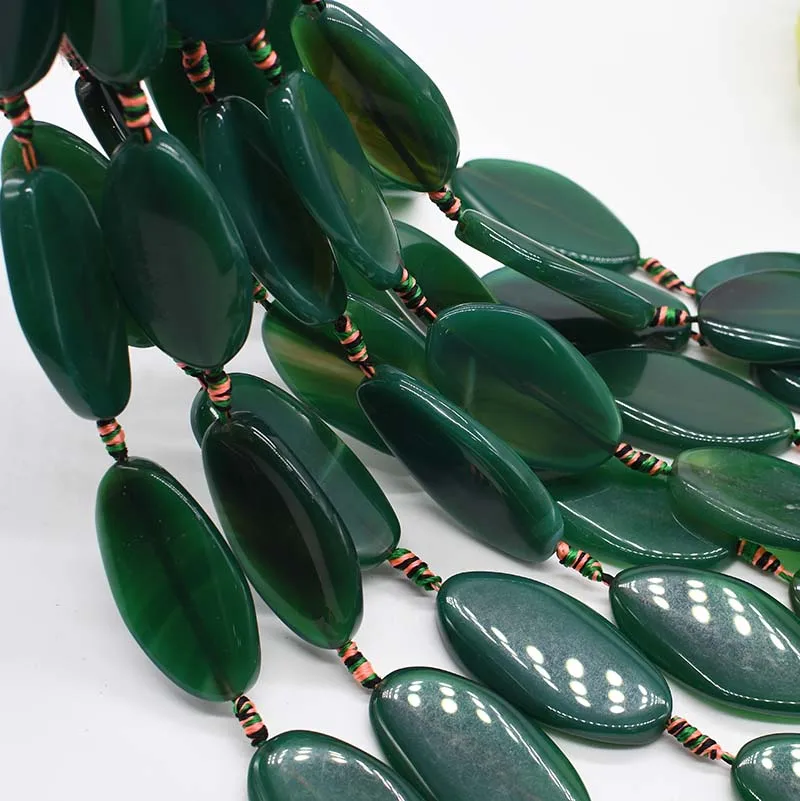 2strands/lot Smooth Natural green Agate Irregular Oval loose beads For DIY Bracelet Necklace Jewelry Making Strand 15