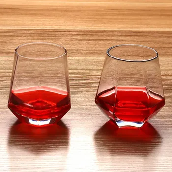 

Geometrie Whiskey Glas Diamant Kristal Glas Cup Gouden Velg Transparante Koffie Melk Thee Mok Thuis Drinkware Paar Glazen Cup