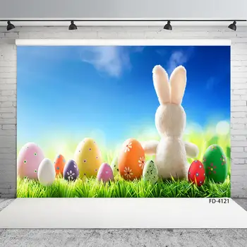 

Spring Grass Rabbit Sky Easter Egg Children Photography Background Baby Portrait Photo Backdrops Studio Props Photophone Decor