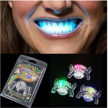 

New Creative Flashing Led Light Up Mouth Braces Piece Glow Teeth Halloween Party Glow Tooth Light Up Mouthpiece Rave