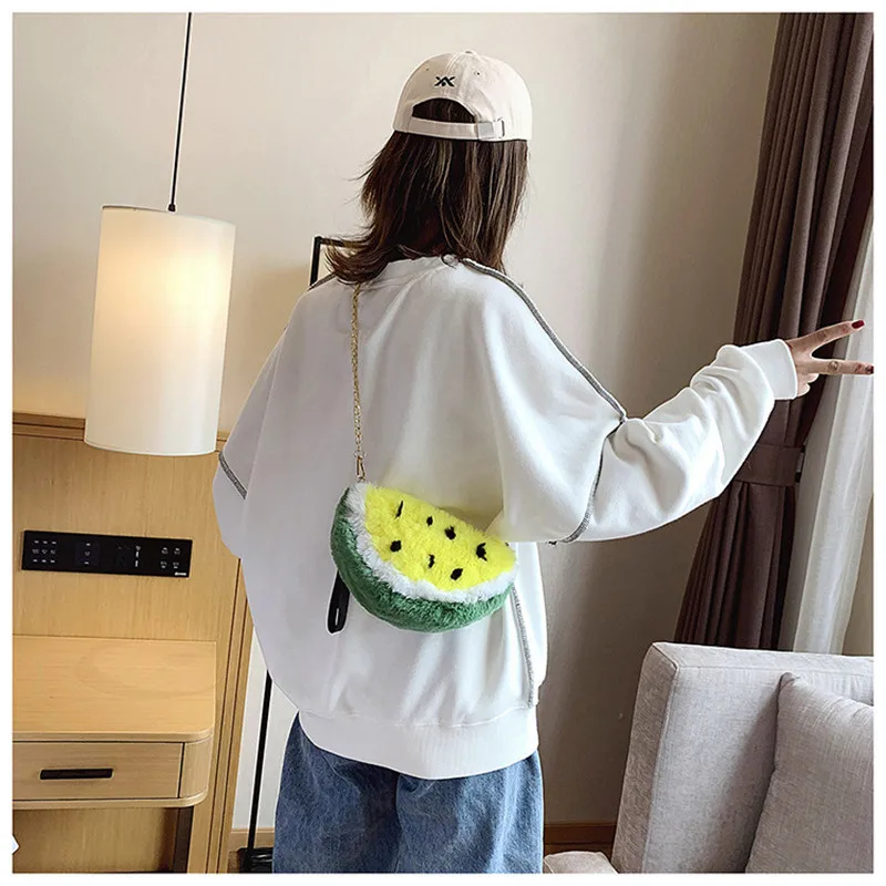 New Cute Strawberry Watermelon Fruits Plush Bag Toys Crossbody Bag Shoulder Bags Key Phone Coin Purse Backpack Dolls Gift  (16)