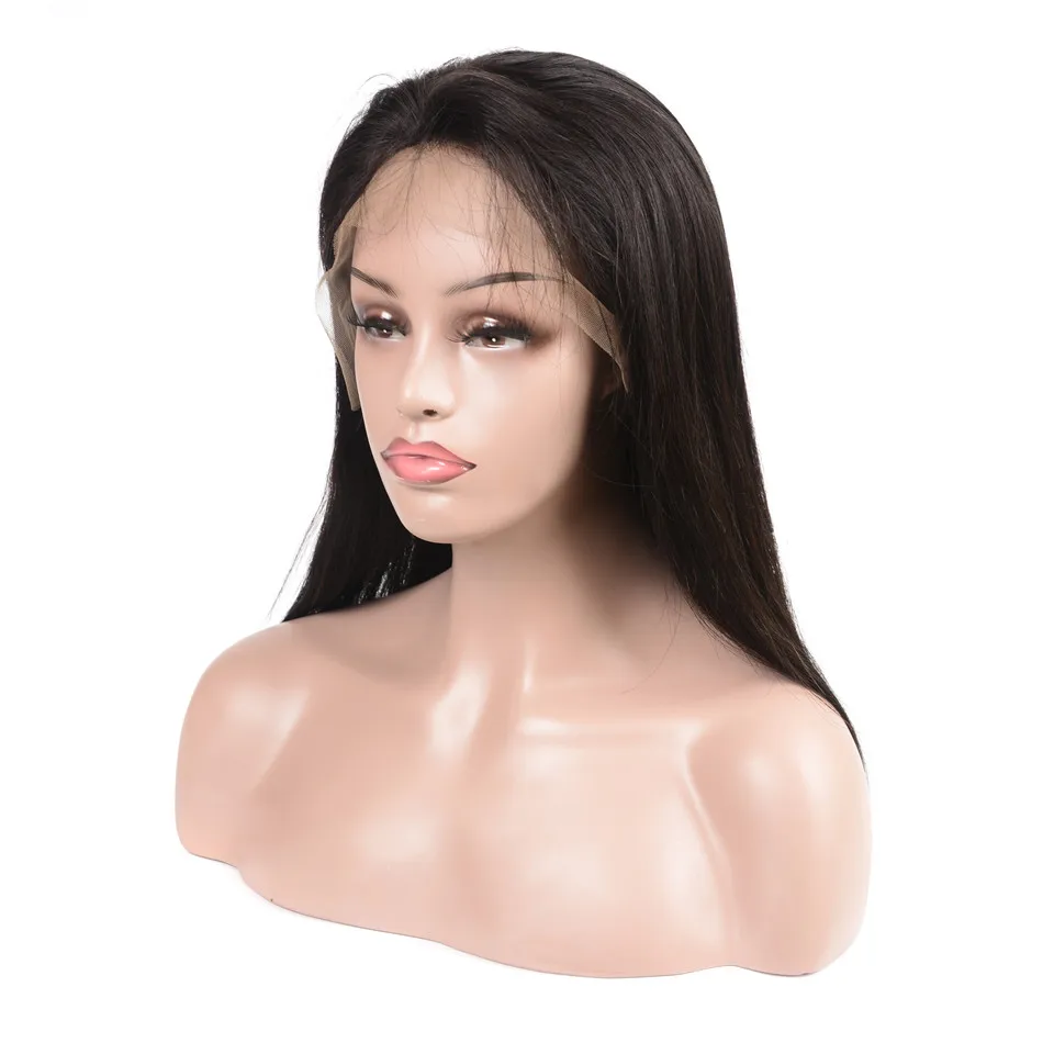 

Straight Lace Front Wig Human Hair Wig 13*4 Lace Wig Non Remy Pre Plucked With Baby Hair Straight Wig Natural Black Mellow