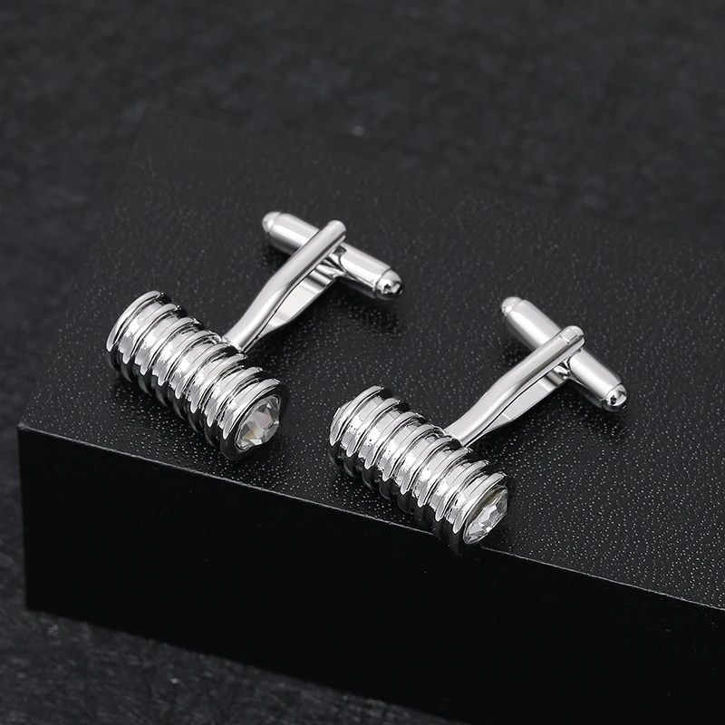 new arrival men's fashion cufflinks silver color creative tube shape cufflinks high quality jewelry accessories