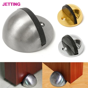 

1PCS 43mm Dia Casting Floor-mounted Door Stops APS Zinc alloy Satin Chrome Half Moon Door Stopper Wood Door Holder